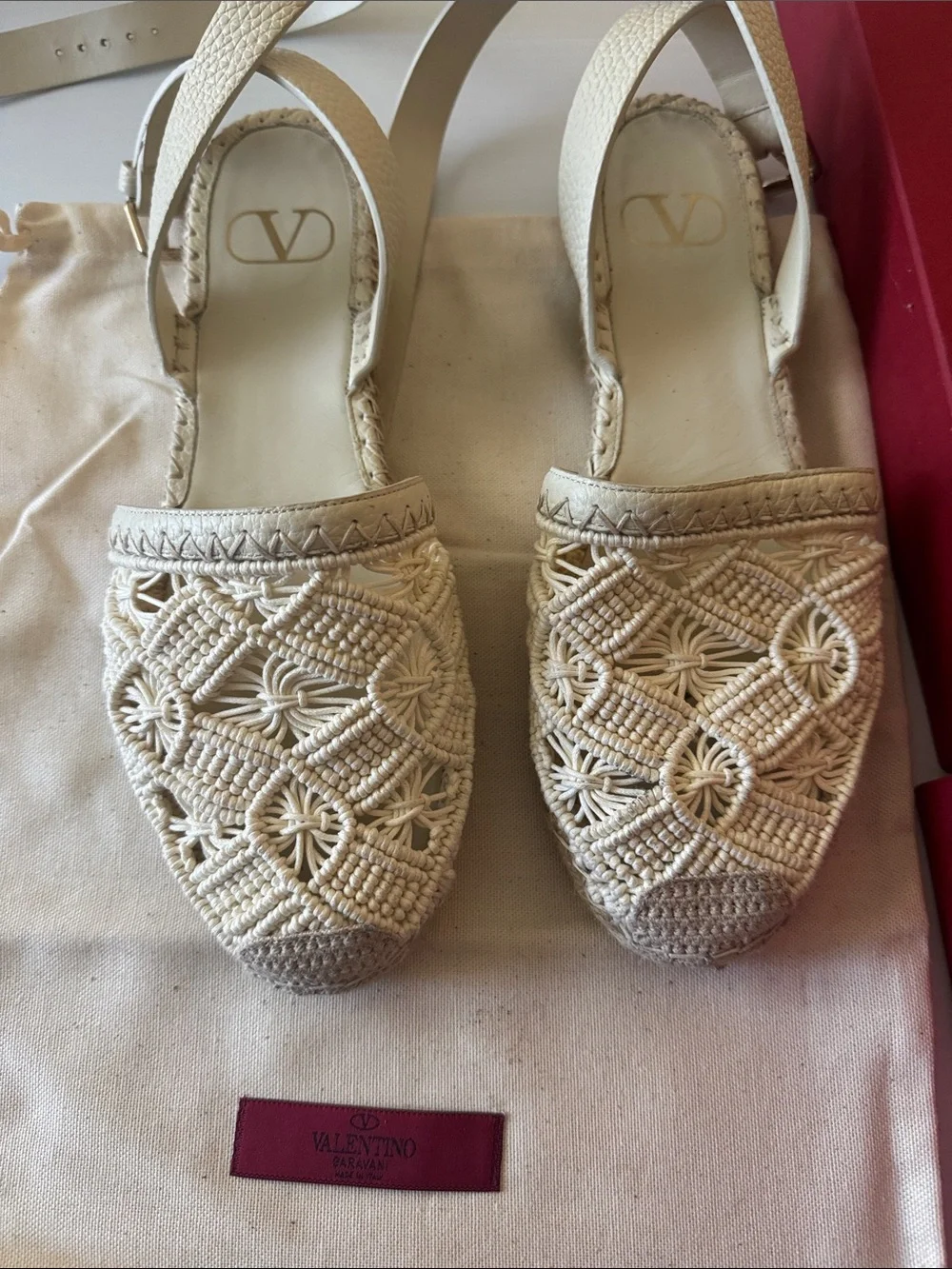 Valentino Garavani Cream crochet Espadrille Sandals